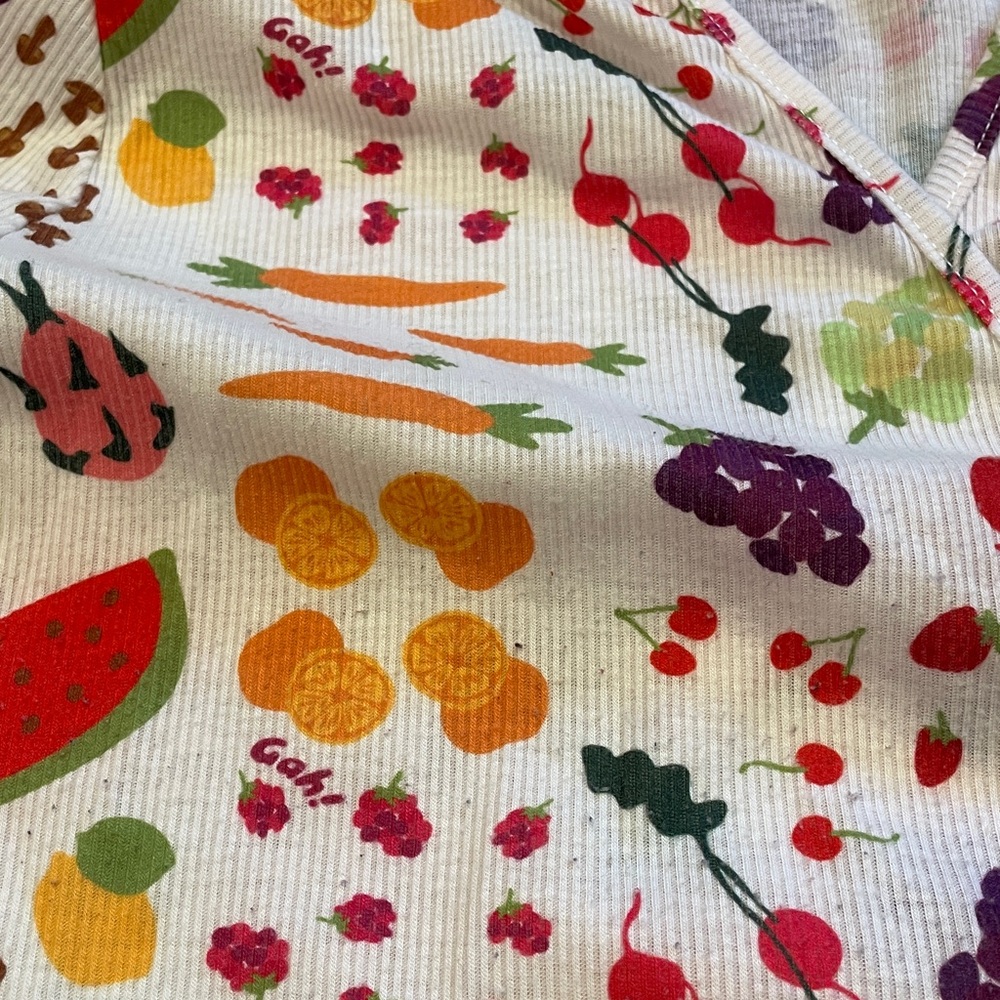 Lisa says gah fruit print cropped wrap tie waist top size L - Picture 3 of 7